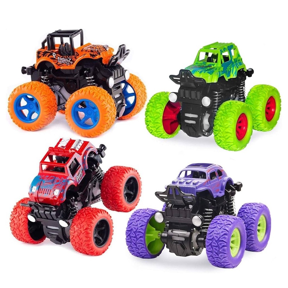 Monster Truck Toys - Friction Powered Toy Cars Push and Go Vehicles for Kids